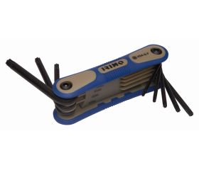 Juego de 9 llaves acodadas pavonadas con punta Torx inviolable en estuche plegable | 454-8-F