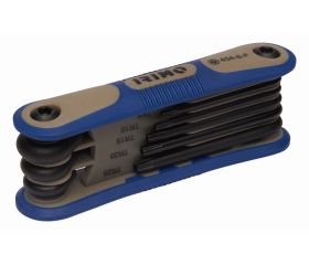 Juego de 9 llaves acodadas pavonadas con punta Torx inviolable en estuche plegable | 454-8-F