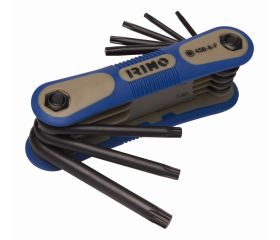 Juego de llaves acodadas pavonadas con punta Torx, estuche plegable con 8 piezas | 458-8-F
