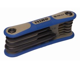 Juego de llaves acodadas pavonadas con punta Torx, estuche plegable con 8 piezas | 458-8-F