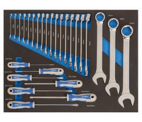 Llaves combinadas y destornilladores en bandeja de foam 3/3 (27 piezas) | IFF1A003