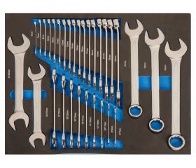 Llaves combinadas y llaves fijas en bandeja de foam 3/3 (31 piezas) | IFF1A006