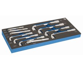 Llaves de tubo de dos bocas hexagonales en bandeja de foam 1/3 (11 piezas) | IFF1E005