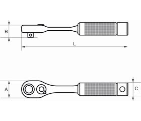 Carraca de cabeza tipo pera reversible 3/8