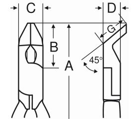 Alicates de corte oblicuo de 45° con mangos recubiertos de PVC y acabado fosfatado | 2145PD