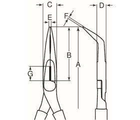 Alicates de boca semirredonda con punta curva de 45° y aislados VDE | 2427V