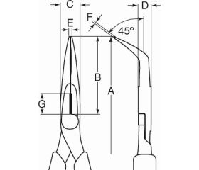 Alicates de boca semirredonda ERGO™ con punta curvada a 45° y anillo de seguridad | TAH2427G