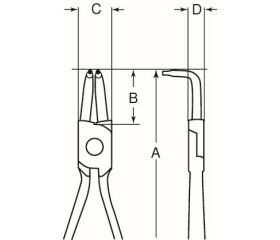 Alicates para arandelas interiores con mordazas rectas y acabado cromado | 2461