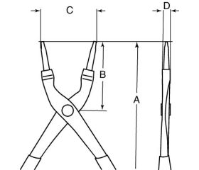 Alicates para arandelas interiores con mordazas rectas, acabado fosfatado y anillo de acero inoxidable | TAH2800