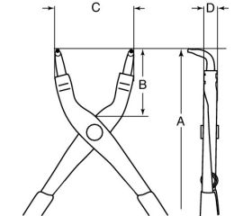 Alicates para arandelas interiores con mordazas curvadas a 90° y acabado fosfatado | 2890