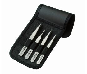 Juego de pinzas anti-magnéticas de titanio (4 piezas/estuche) | 9856