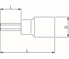 Vaso con punta y cuadrado de 1/4