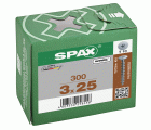 SPAX Cabeza de unión plana para paredes traseras, 3,0 x 25 mm, 300 unidades, rosca completa, cabeza de unión, T-STAR plus, 4CUT, WIROX