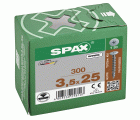 SPAX Cabeza de unión plana para paredes traseras, 3,5 x 25 mm, 300 unidades, rosca completa, cabeza de unión, T-STAR plus, 4CUT, WIROX