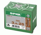 SPAX Cabeza de unión plana para paredes traseras, 3,5 x 25 mm, 300 unidades, rosca completa, cabeza de unión, T-STAR plus, 4CUT, WIROX