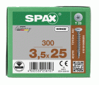 SPAX Cabeza de unión plana para paredes traseras, 3,5 x 25 mm, 300 unidades, rosca completa, cabeza de unión, T-STAR plus, 4CUT, WIROX