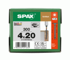 Cabezal plano SPAX para paneles traseros, 4,0 x 20 mm, 300 piezas, totalmente roscado, cabezal para paneles traseros, T-STAR plus, 4CUT, WIROX