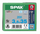 SPAX Tornillo de acero inoxidable, 3,5 x 35 mm, 200 unidades, Rosca parcial, Cabeza plana, T-STAR plus T15, 4CUT, Acero inoxidable A2