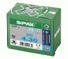 SPAX Tornillo de acero inoxidable, 4 x 30 mm, 200 unidades, Rosca parcial, Cabeza plana, T-STAR plus T20, 4CUT, Acero inoxidable A2