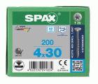 SPAX Tornillo de acero inoxidable, 4 x 30 mm, 200 unidades, Rosca parcial, Cabeza plana, T-STAR plus T20, 4CUT, Acero inoxidable A2
