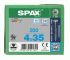 SPAX Tornillo de acero inoxidable, 4 x 35 mm, 200 unidades, Rosca parcial, Cabeza plana, T-STAR plus T20, 4CUT, Acero inoxidable A2
