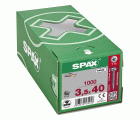 SPAX Tornillo universal, 3,5 x 40 mm, 1000 unidades, Rosca completa, Cabeza redonda, T-STAR plus T15, 4CUT, WIROX