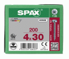 SPAX Tornillo universal, 4 x 30 mm, 200 unidades, Rosca completa, Cabeza redonda, T-STAR plus T20, 4CUT, WIROX