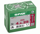 SPAX Tornillo universal, 4,5 x 25 mm, 200 unidades, Rosca completa, Cabeza redonda, T-STAR plus T20, 4CUT, WIROX