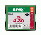 SPAX Tornillo universal,  4,0 x 30, Rosca completa, Cabeza redonda, T-STAR plus, 4CUT, BLAX, 200 piezas