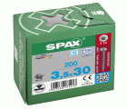 SPAX Tornillo de acero inoxidable, 3,5 x 30 mm, 200 unidades, Rosca completa, Cabeza redonda, T-STAR plus T15, 4CUT, Acero inoxidable A2