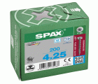 SPAX Tornillo de acero inoxidable, 4 x 25 mm, 200 unidades, Rosca completa, Cabeza redonda, T-STAR plus T20, 4CUT, Acero inoxidable A2