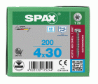 SPAX Tornillo de acero inoxidable, 4 x 30 mm, 200 unidades, Rosca completa, Cabeza redonda, T-STAR plus T20, 4CUT, Acero inoxidable A2