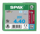 SPAX Tornillo de acero inoxidable, 4 x 40 mm, 200 unidades, Rosca completa, Cabeza redonda, T-STAR plus T20, 4CUT, Acero inoxidable A2