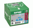 SPAX Tornillo de acero inoxidable, 4 x 45 mm, 200 unidades, Rosca completa, Cabeza redonda, T-STAR plus T20, 4CUT, Acero inoxidable A2