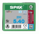 SPAX Tornillo de acero inoxidable, 5 x 40 mm, 200 unidades, Rosca completa, Cabeza redonda, T-STAR plus T20, 4CUT, Acero inoxidable A2