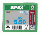 SPAX Tornillo de acero inoxidable, 5 x 50 mm, 100 unidades, Rosca completa, Cabeza redonda, T-STAR plus T20, 4CUT, Acero inoxidable A2