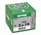 SPAX Tornillo universal, 3,5 x 16 mm, 1000 unidades, Rosca completa, Cabeza gota de sebo, Ranura en cruz Z2, 4CUT, WIROX