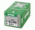 SPAX Tornillo universal, 3,5 x 30 mm, 1000 unidades, Rosca completa, Cabeza gota de sebo, Ranura en cruz Z2, 4CUT, WIROX