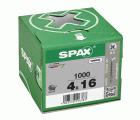 SPAX Tornillo universal, 4 x 16 mm, 1000 unidades, Rosca completa, Cabeza gota de sebo, Ranura en cruz Z2, 4CUT, WIROX