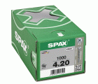 SPAX Tornillo universal, 4 x 20 mm, 1000 unidades, Rosca completa, Cabeza gota de sebo, Ranura en cruz Z2, 4CUT, WIROX