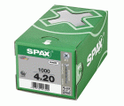 SPAX Tornillo universal, 4 x 20 mm, 1000 unidades, Rosca completa, Cabeza gota de sebo, Ranura en cruz Z2, 4CUT, WIROX