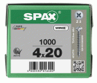 SPAX Tornillo universal, 4 x 20 mm, 1000 unidades, Rosca completa, Cabeza gota de sebo, Ranura en cruz Z2, 4CUT, WIROX
