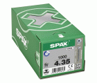 SPAX Tornillo universal, 4 x 35 mm, 1000 unidades, Rosca completa, Cabeza gota de sebo, Ranura en cruz Z2, 4CUT, WIROX