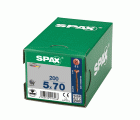 SPAX Tornillo universal, 5 x 70 mm, 100 unidades, Rosca parcial, Cabeza plana, Ranura en cruz Z3, 4CUT, bronce- 1081140500705