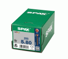 SPAX Tornillo universal, 5 x 80 mm, 200 unidades, Rosca parcial, Cabeza plana, Ranura en cruz Z2, 4CUT, bronce- 1081140500805