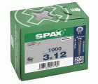 SPAX Tornillo universal, 3 x 12 mm, 1000 unidades, Rosca completa, Cabeza plana, Ranura en cruz Z1, Punta S, WIROX