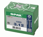 SPAX Tornillo universal, 3 x 12 mm, 1000 unidades, Rosca completa, Cabeza plana, Ranura en cruz Z1, Punta S, WIROX