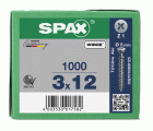 SPAX Tornillo universal, 3 x 12 mm, 1000 unidades, Rosca completa, Cabeza plana, Ranura en cruz Z1, Punta S, WIROX