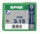 SPAX Tornillo universal, 3 x 15 mm, 1000 unidades, Rosca completa, Cabeza plana, Ranura en cruz Z1, Punta S, WIROX