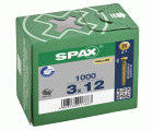 SPAX Tornillo universal, 3 x 12 mm, 1000 unidades, Rosca completa, Cabeza plana, Ranura en cruz Z1, Punta S, YELLOX